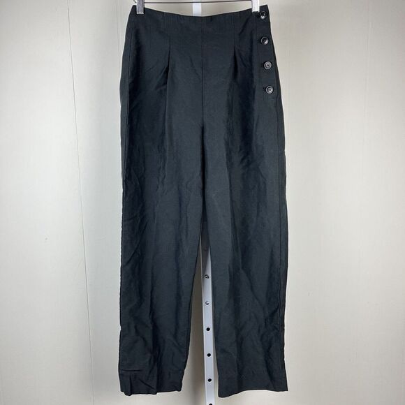 Madewell Pants - Madewell Black Side Button Tapered Crop Pants High Rise Womens Size‎ 0